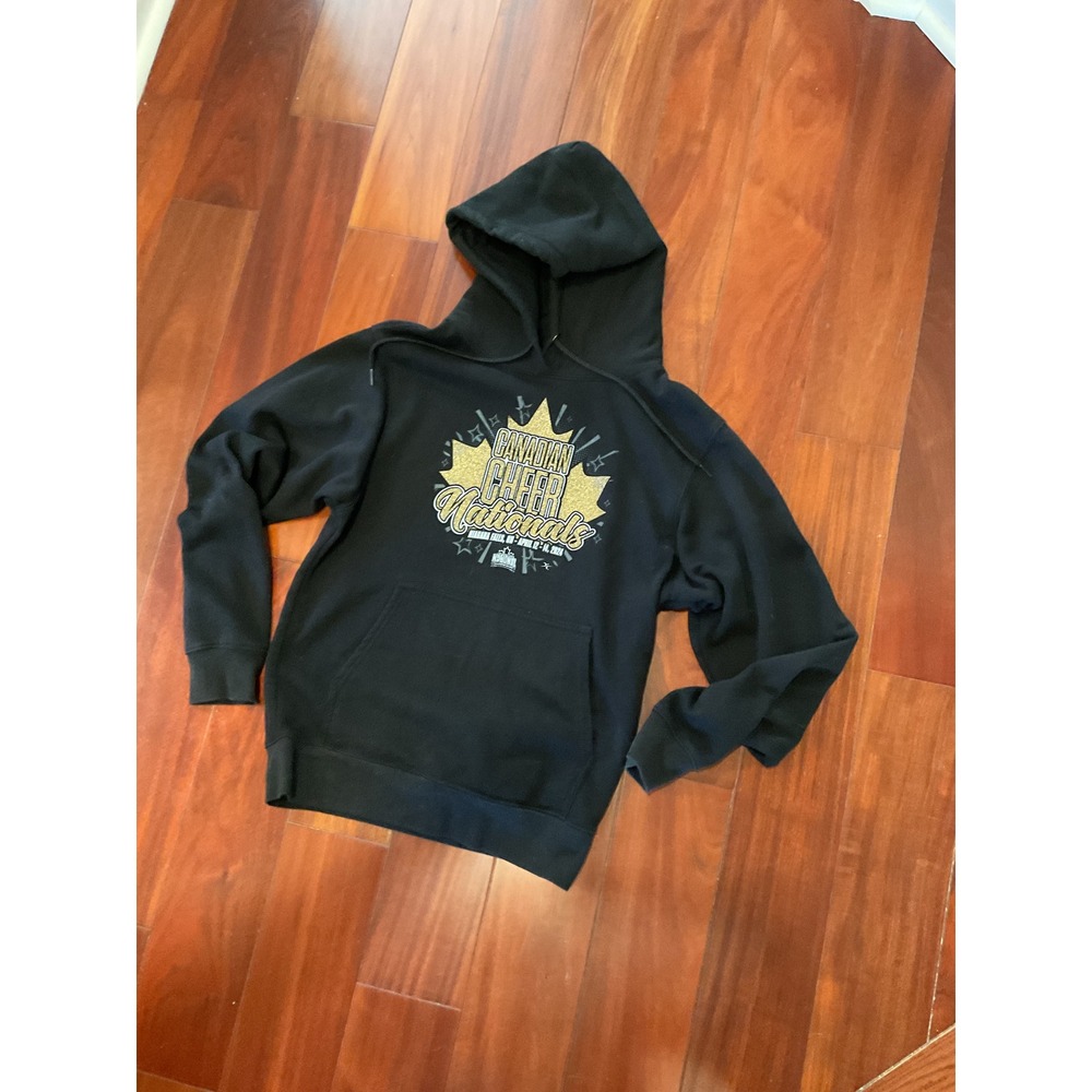 ATC Hoodie Unisex Small Black Excellent Canadian Cheer Nationals Glitter Graphic